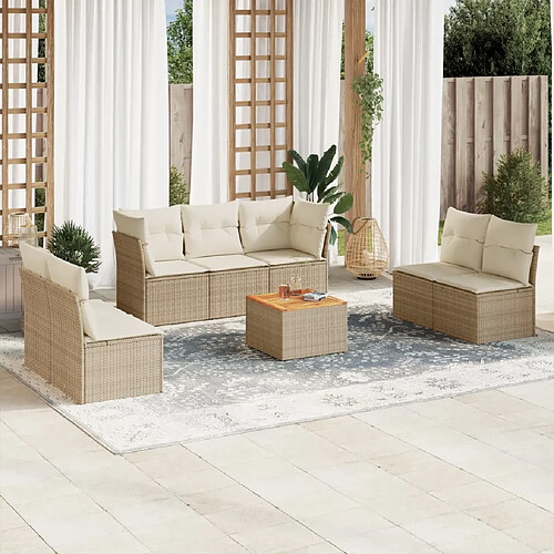 vidaXL Salon de jardin avec coussins 8 pcs beige résine tressée