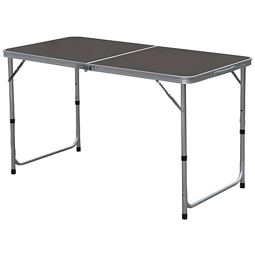 Pegane Table de jardin pliante en aluminium coloris gris - Longueur 120 x Profondeur 60 x Hauteur 69/61/55 cm