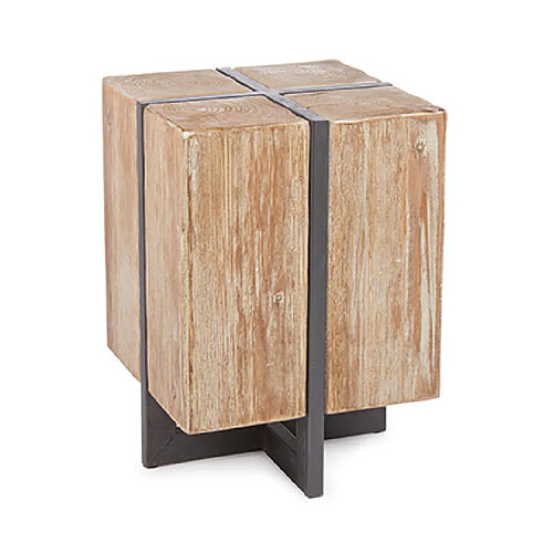 Mes Tabouret carré 32x32x45 cm décor sapin naturel et métal - TRIU