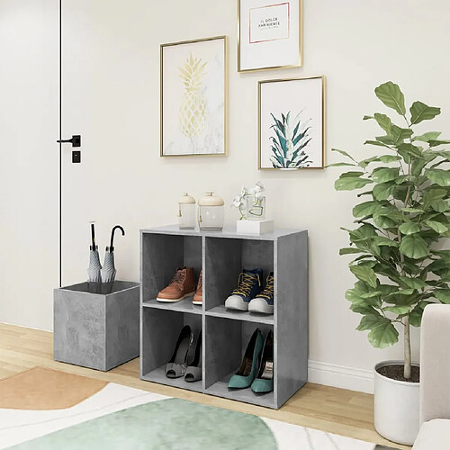 vidaXL Armoire à chaussures d’entrée gris béton bois ingénierie