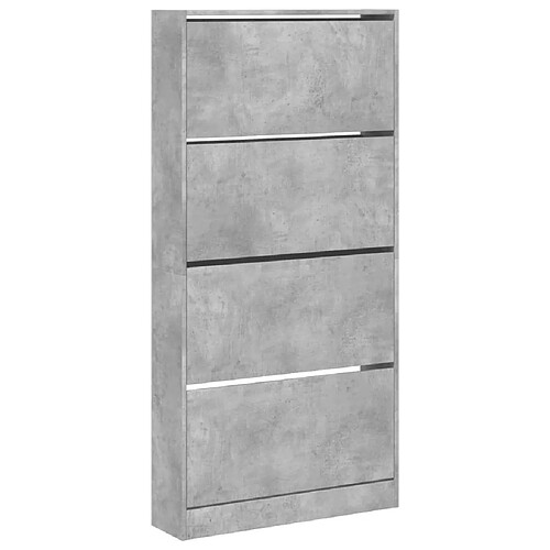 Maison Chic Armoire à chaussures 4 tiroirs | Meuble de rangement à chaussures Meuble d'Entrée rabattables gris béton -MN97043