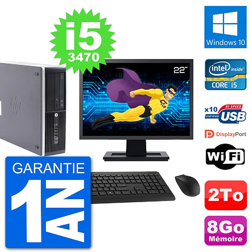 PC HP Compaq Pro 6300 SFF Ecran 22" i5-3470 RAM 8Go Disque 2To Windows 10 Wifi · Occasion