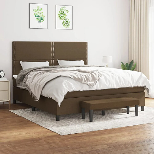 vidaXL Sommier à lattes de lit avec matelas Marron foncé 160x200 cm