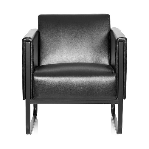 Fauteuil lounge BALI BLACK châssis noir simili cuir lisse 1 place noir hjh OFFICE