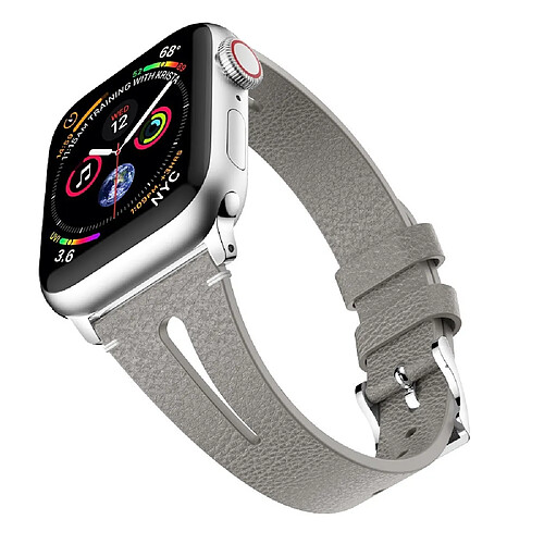 Wewoo Bracelet en cuir forme de goutte d'eau pour montre-bracelet Apple Watch séries 43 et 2 et 1 et 42 mm Gris