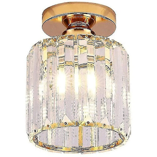 Universal Lampe petite lumière de plafond en cristal panneau d'ombrage lustre moderne LED pendentif pince(Or)