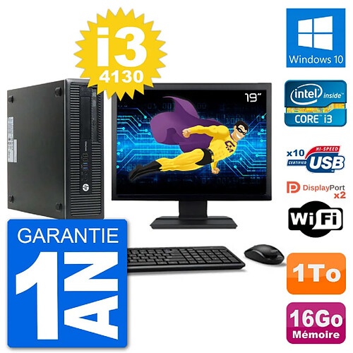 PC HP 800 G1 Ecran 19" Core i3-4130 RAM 16Go Disque 1To Windows 10 Wifi · Occasion