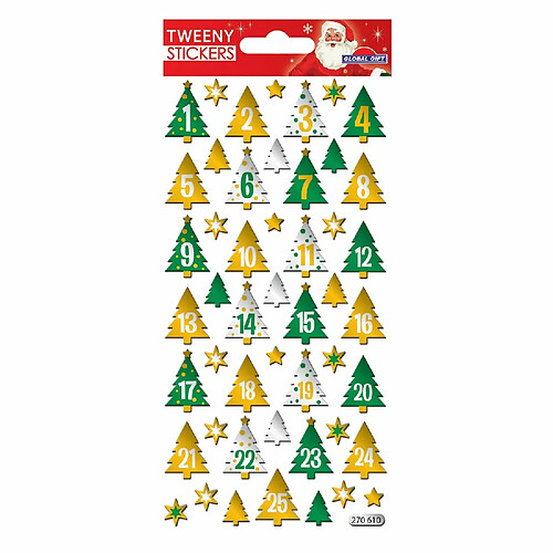 Youdoit Stickers mousse 3D pour Calendrier de l'Avent - Sapins de Noël avec chiffres