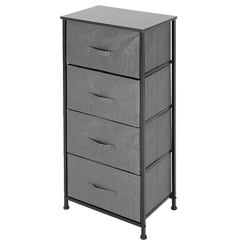 Commode penderie étagère avec 4 tiroirs tissu cadre noir 45x30x94 cm ML-DESIGN®