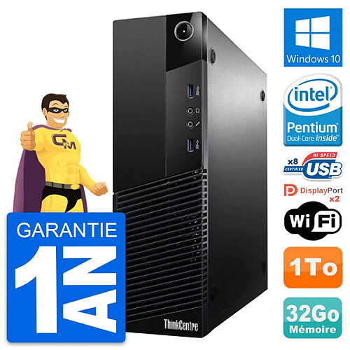 PC Lenovo ThinkCentre M83 SFF Intel G3220 RAM 32Go Disque 1To Windows 10 Wifi · Occasion