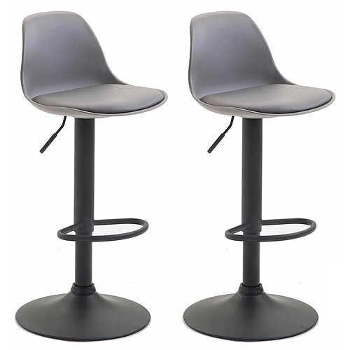 Non Lot de 2 tabourets de bar Kiel plastique noir