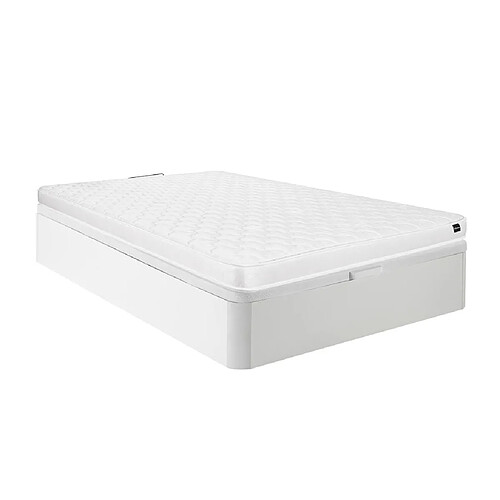 Vente-Unique Ensemble 140 x 190 cm sommier coffre blanc + matelas mousse ép.15cm - DANAE II de YSMÉE