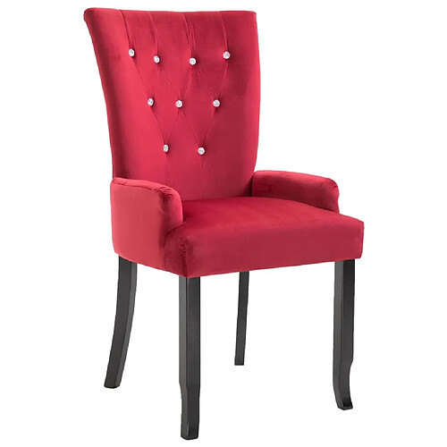 Maison Chic Chaise de salle à manger cuisine | Chaises à manger avec accoudoirs Rouge Velours -GKD36065