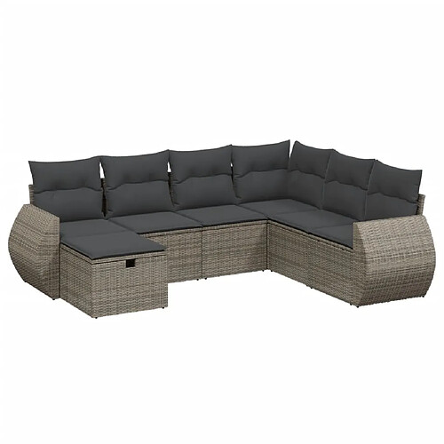 Maison Chic Salon de jardin avec coussins 7 pcs, Ensemble Tables et chaises de jardin, gris résine tressée -GKD149836