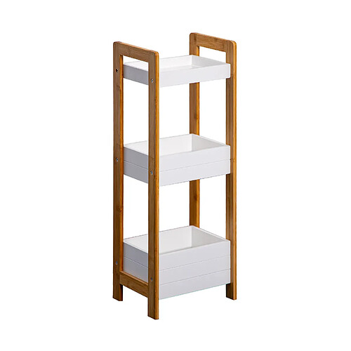 Mobili Rebecca Étagère En Échelle Meuble De Salle De Bain 3 Étagères Mdf Bambu Blanc