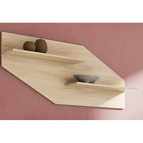 Pegane Set de 2 étagères murales coloris chêne cambrian - Longueur 130 x profondeur 23 x hauteur 58 cm