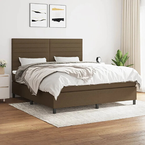 vidaXL Sommier à lattes de lit avec matelas Marron foncé 160x200 cm