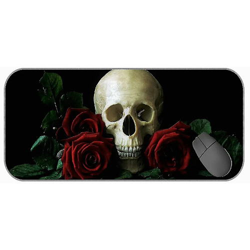 Universal (750x300x3) xxl tapis de souris de jeu étendu, crâne, rose, pad de souris de bureau de nature morte