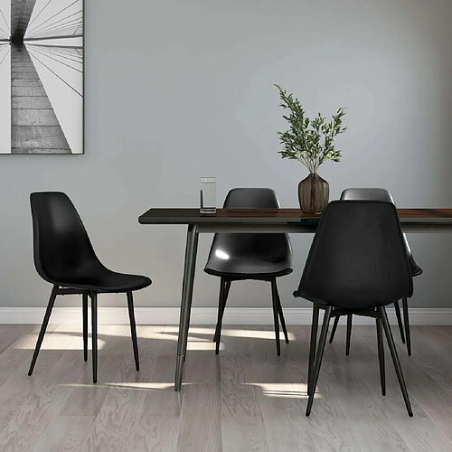 Maison Chic Lot de 4 Chaises à manger,Chaise pour cuisine noir PP -MN96309