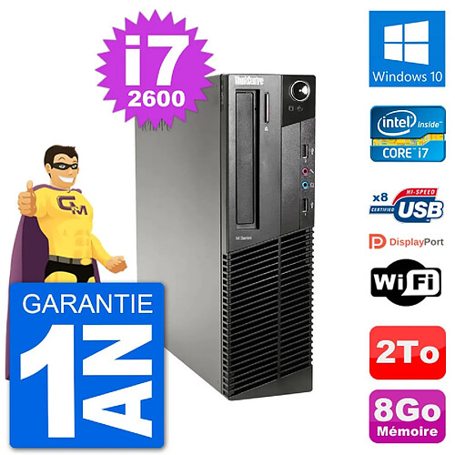 PC Lenovo M91p SFF Intel i7-2600 RAM 8Go Disque Dur 2To Windows 10 Wifi · Occasion