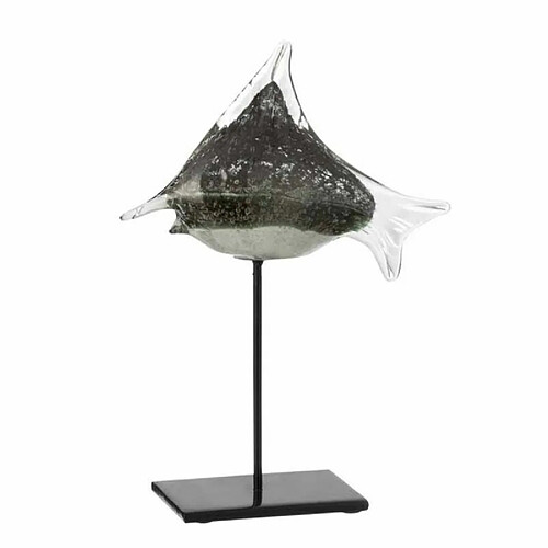 Paris Prix Statue Déco en Verre Poisson 30cm Gris & Noir