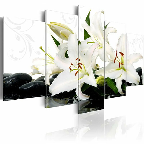 Paris Prix Tableau Imprimé Lilies & Zen Stones 50 x 100 cm