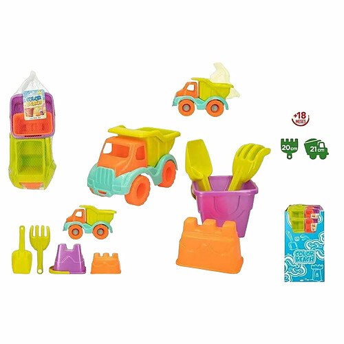 Color Baby Set de jouets de plage Colorbaby Camion-benne 21 cm 5 Pièces