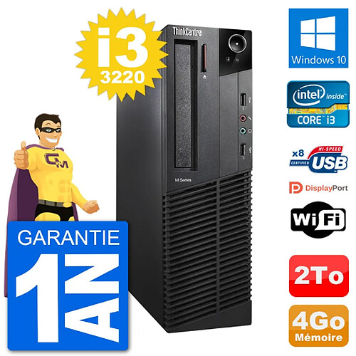 PC Lenovo M92p SFF Intel i3-3220 RAM 4Go Disque Dur 2To Windows 10 Wifi · Occasion