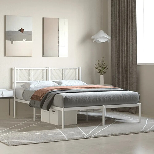 Maison Chic Lit adulte - Cadre de lit métal avec tête de lit pour chambre blanc 120x200 cm -MN89940