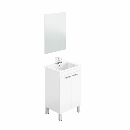 MIRAKEMUEBLE Meuble de salle de bains avec vasque et miroir Koncept - Gloss White Brillance