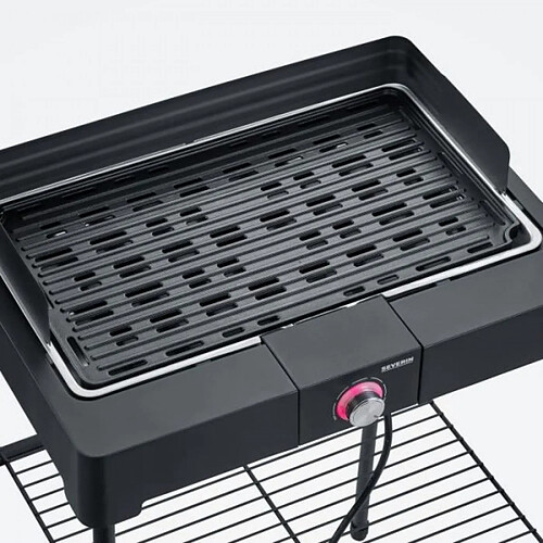 Barbecue Electrique - Grillade SEVERIN - PG8568 - sur pieds électrique, 2 200 W, grille en fonte d'aluminium, bac a eau réducteur de fumée et d'ode