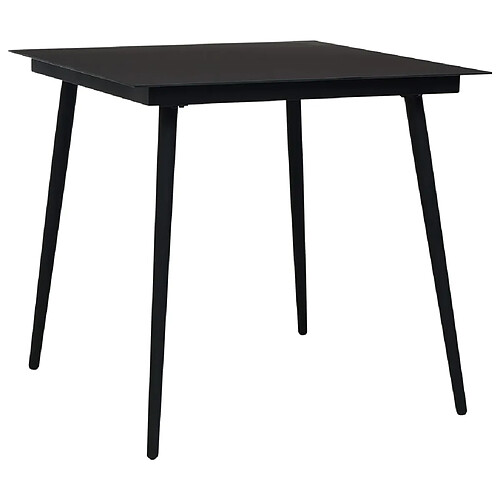 vidaXL Table à dîner de jardin Noir 80x80x74 cm Acier et verre