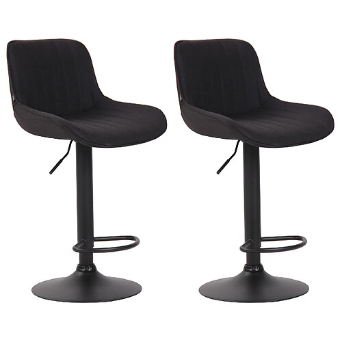 Non Lot de 2 tabourets de bar Lentini tissu noir