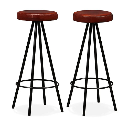 vidaXL Tabourets de bar lot de 2 cuir véritable