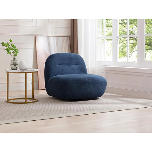 Vente-Unique Fauteuil pivotant en tissu texturé bleu POZETI