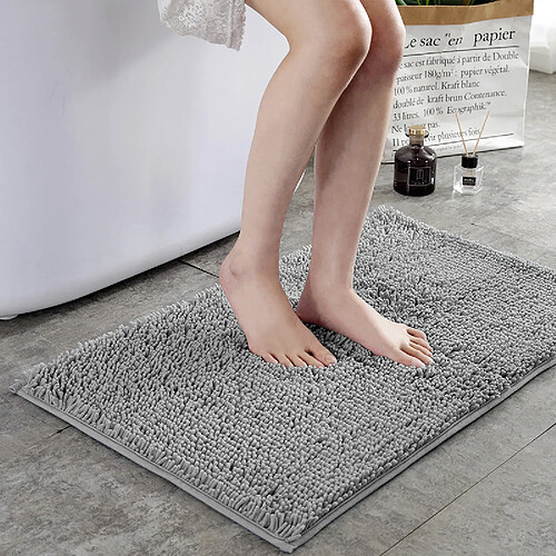 LUUCOZK Tapis de bain antidérapants absorbants à séchage rapide pour salle de bain -Gris clair-40x60cm