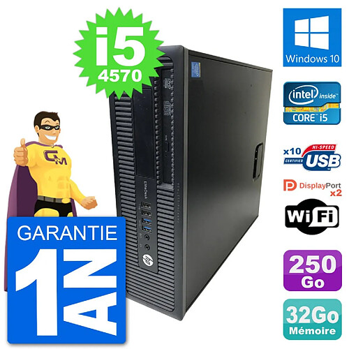 PC HP EliteDesk 800 G1 Core i5-4570 RAM 32Go Disque Dur 250Go Windows 10 Wifi · Occasion