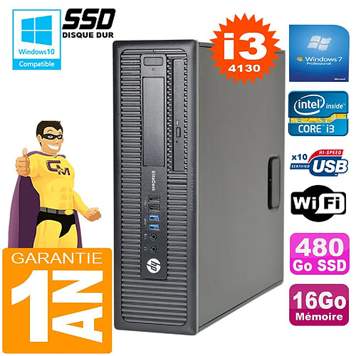 PC HP EliteDesk 800 G1 SFF Core I3-4130 16Go Disque 480Go SSD Graveur DVD Wifi W7 · Occasion