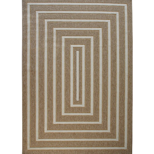 Thedecofactory JUTE RELIEF RECT - Tapis effet jute à motif géométrique en relief blanc 160x230