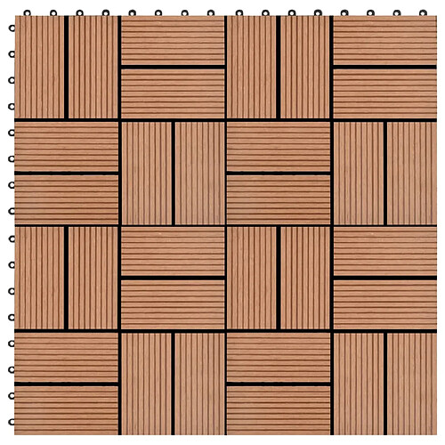 vidaXL Carreau de terrasse 11 pcs WPC 30 x 30 cm 1 m² Marron