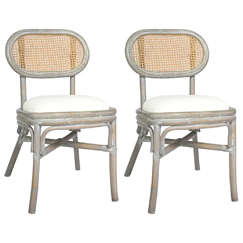 Decoshop26 Lot de 2 chaises de salle à manger cuisine design classique lin gris CDS020563