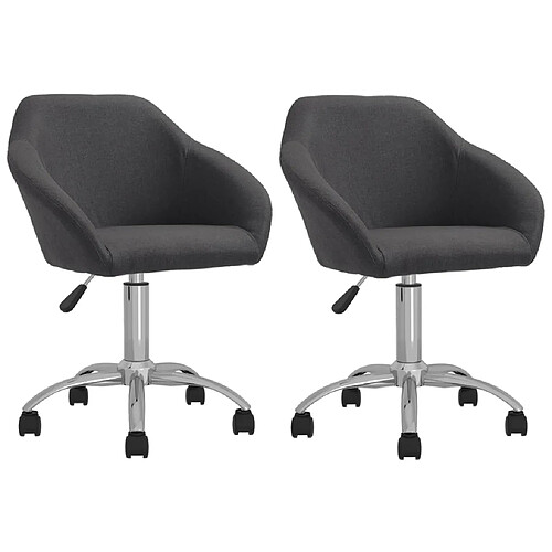 vidaXL Chaises pivotantes à manger lot de 2 gris foncé tissu