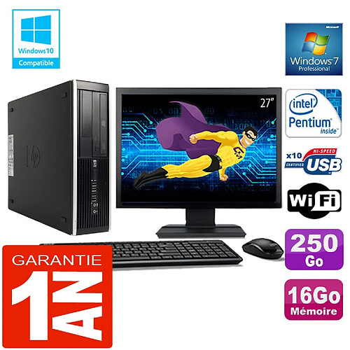 PC HP Compaq 8300 SFF Intel G850 Ram 16Go Disque 250 Go Wifi W7 Ecran 27" · Occasion