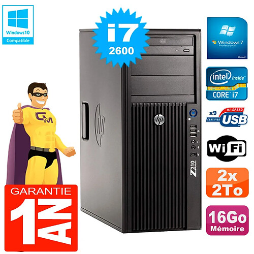 PC HP WorkStation Z210 Tour Core i7-2600 RAM 16Go 2 x 2To Graveur DVD Wifi W7 · Occasion