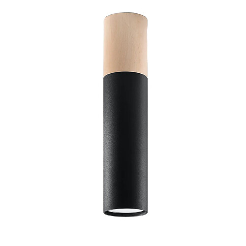 Sollux Plafonniers encastrables Flush Light Noir, Bois naturel GU10