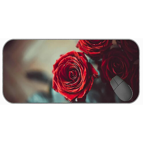 Universal (750x300x3) Pad de souris de jeu étendu, souris professionnelle de la fleur de rose rouge, bords cousus