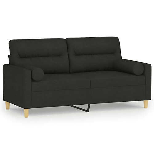 Maison Chic Canapé 2 places avec oreillers,Sofa de Salon,Canapé droit décoratifs noir 140 cm tissu -GKD182782