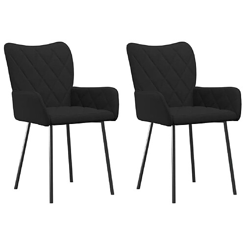 Maison Chic Lot de 2 Chaises à manger | Chaise de salle à manger cuisine noir tissu -GKD82721