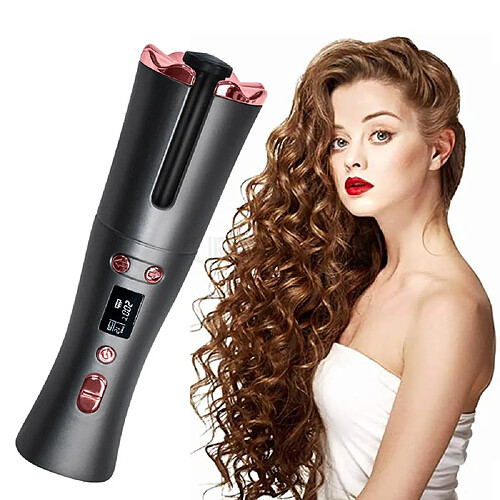 Universal Charge USB Ferrures à cheveux automatiques Ferrures à cheveux pour cheveux sans fil Rouleau à bobines ondulées électriques Outil de modélisation de bobines ondulées | Ferrures ondulées (gris)