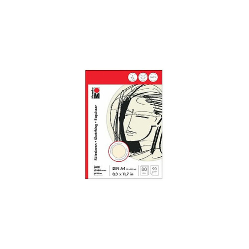 Marabu Bloc esquisse, format A4, 90 g/m2, 80 pages ()